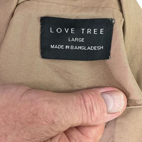 Love Tree Utility Vest Womens L Brown Cotton Cargo Pockets Snaps Hood Sleeveless - Picture 8 of 8